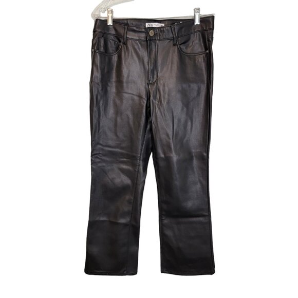 Zara Faux Leather Pants Trousers Black Size US 8 Classic Fun Party Club NWOT NEW - Picture 1 of 6